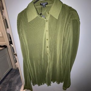 Green Button Up Maternity Top